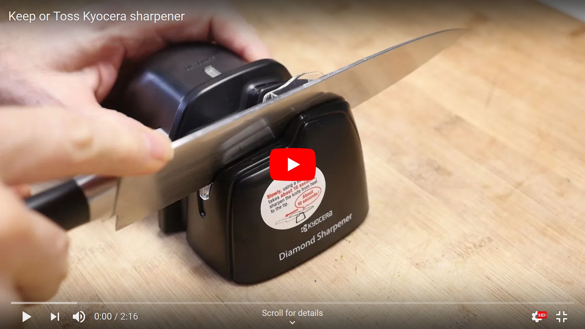 Kyocera Advanced Diamond Hone Knife Sharpener for Ceramic and Steel Knives